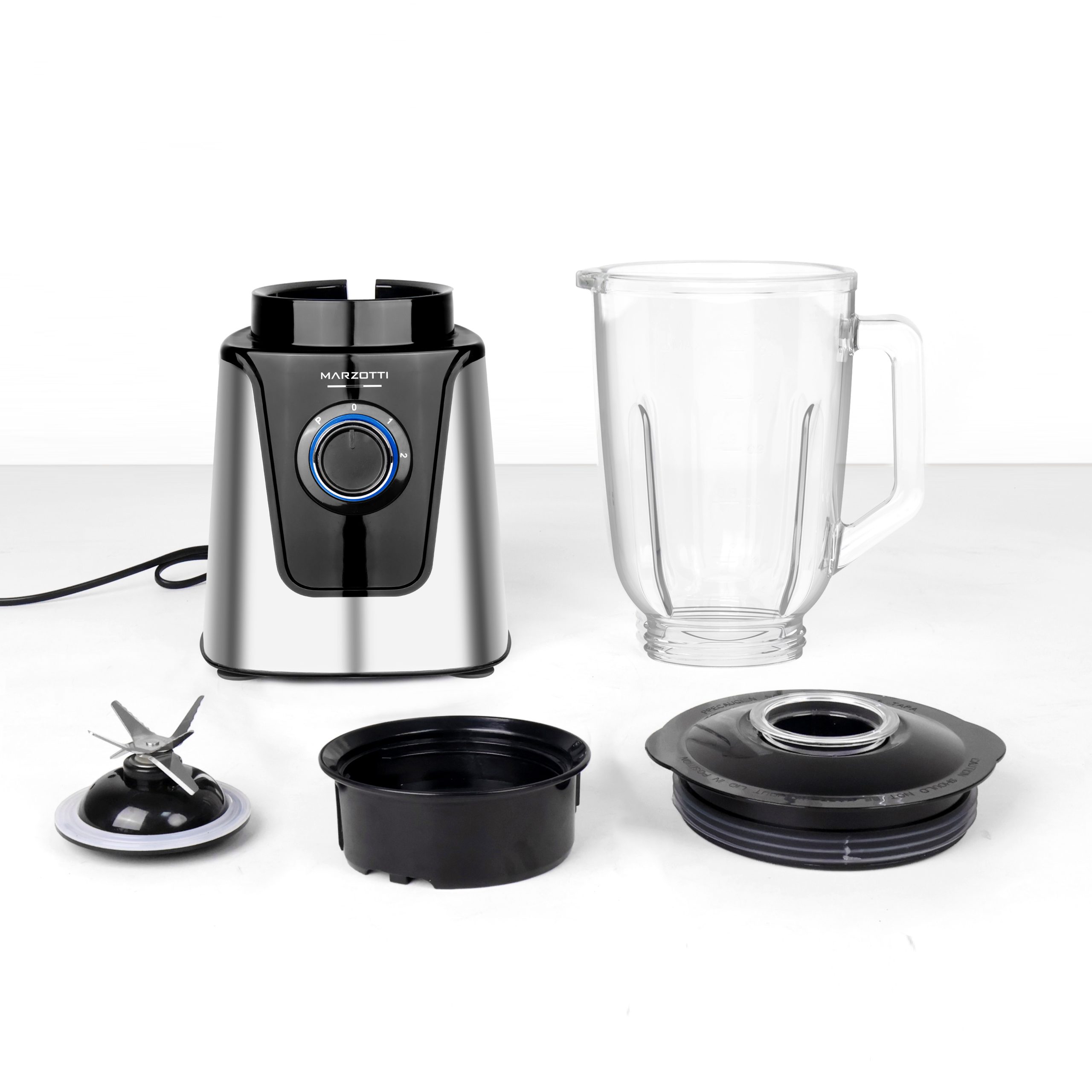 Marzotti NEW 2 In 1 Thick Glass Jug Blender 1000W 1.5L 430 Stainless Steel 6 Blades ICE CRUSH - Image 9