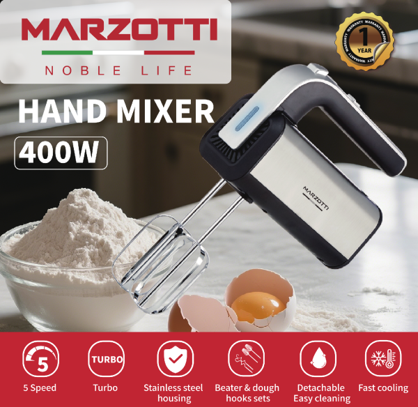 Marzotti Hand Mixer 400W Stainless steel 5 speeds