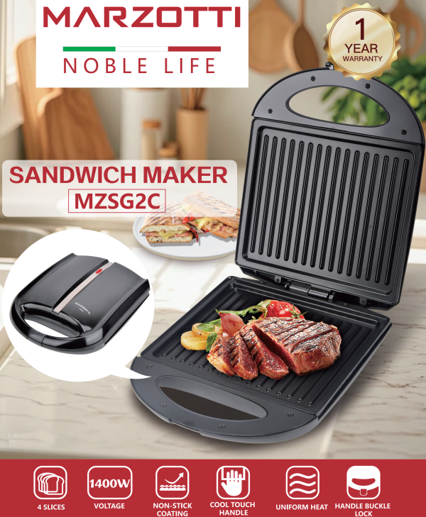 Marzotti Electric Sandwich Maker 1400W 4 Slice Big size