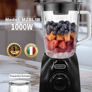 Marzotti 2 In 1 Glass Jug Blender 1000W 1.5L