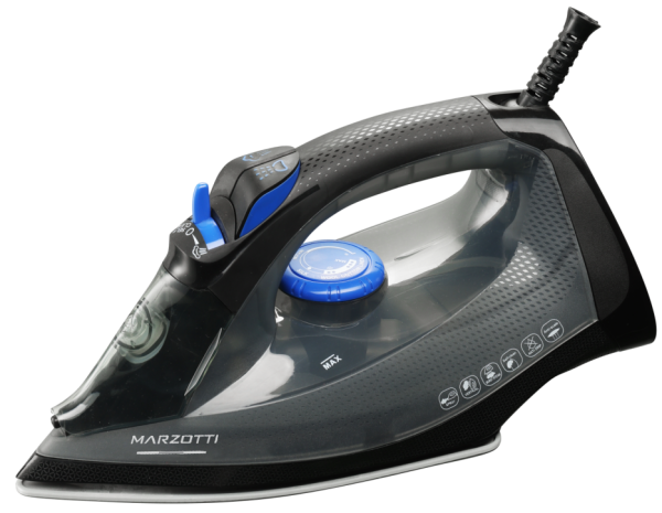 NEW Marzotti STEAM IRON TurboSteam 2200W Ceramic Soleplate Powerful Steam Shot Large Water Tank Garment Steamer Clothes Iron Black+Blue