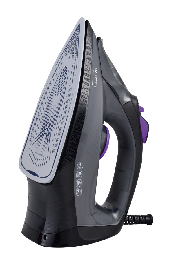 NEW Marzotti STEAM IRON TurboSteam 2200W Ceramic Soleplate Powerful Steam Shot Large Water Tank Garment Steamer Clothes Iron Black+Purple - Image 3